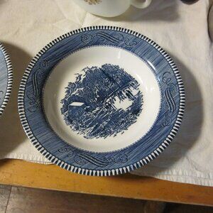 2 royal china Currier & Ives serving 9 in bowls Early Winter